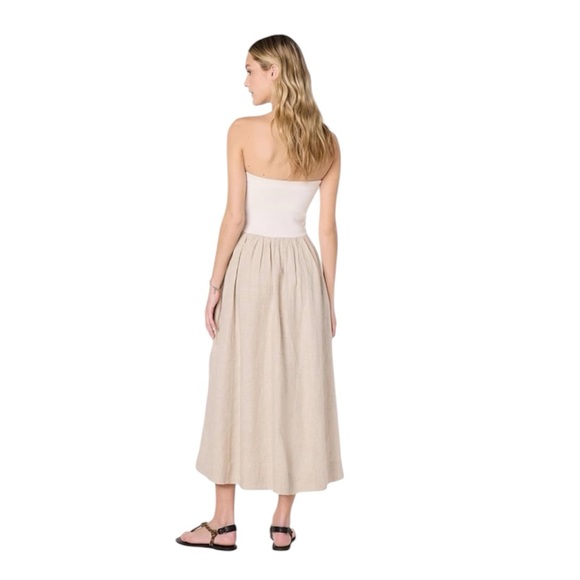 The Drop Women's Cream khaki Hellen Strapless Mixed Media Maxi Dress Medium - Picture 5 of 14